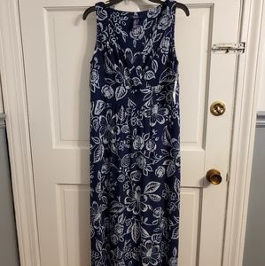 NWT Chaps Navy & Light Blue Floral Maxi Dress
